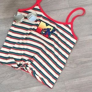 MTV striped tie up tank top
